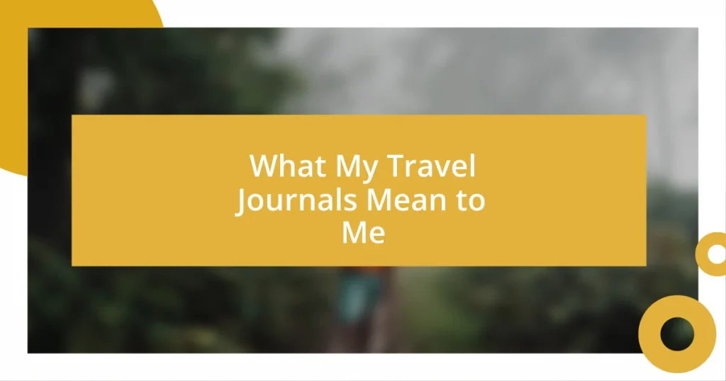 What My Travel Journals Mean to Me